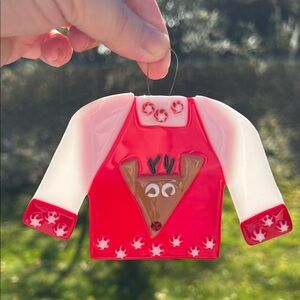 Vintage Handmade Peggy Karr Style Fused Glass Ugly Sweater Christmas Ornament